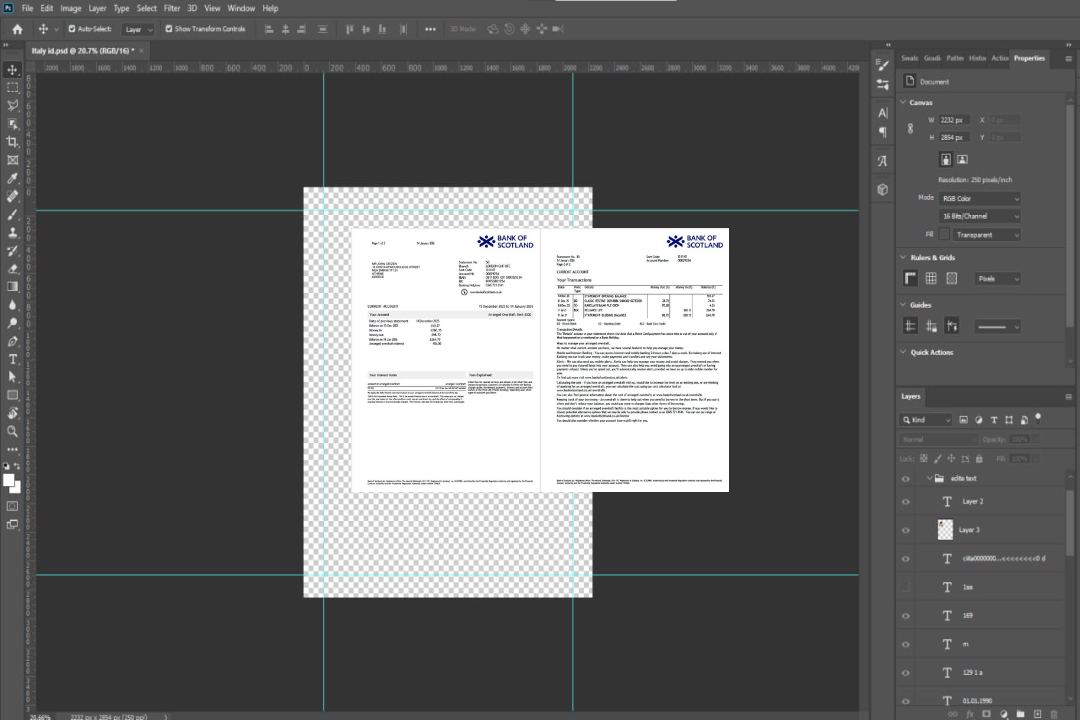 Relevé de compte de la UK Bank of Scotland Modèle Word et PDF, 2 pages template